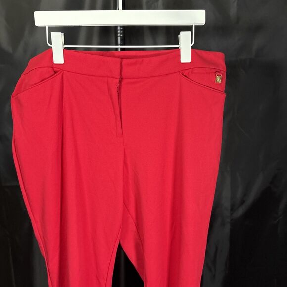 Anne Klein Dress Pants Red  Comfort Knit Womens Sz 16 Straight Leg - Picture 3 of 11